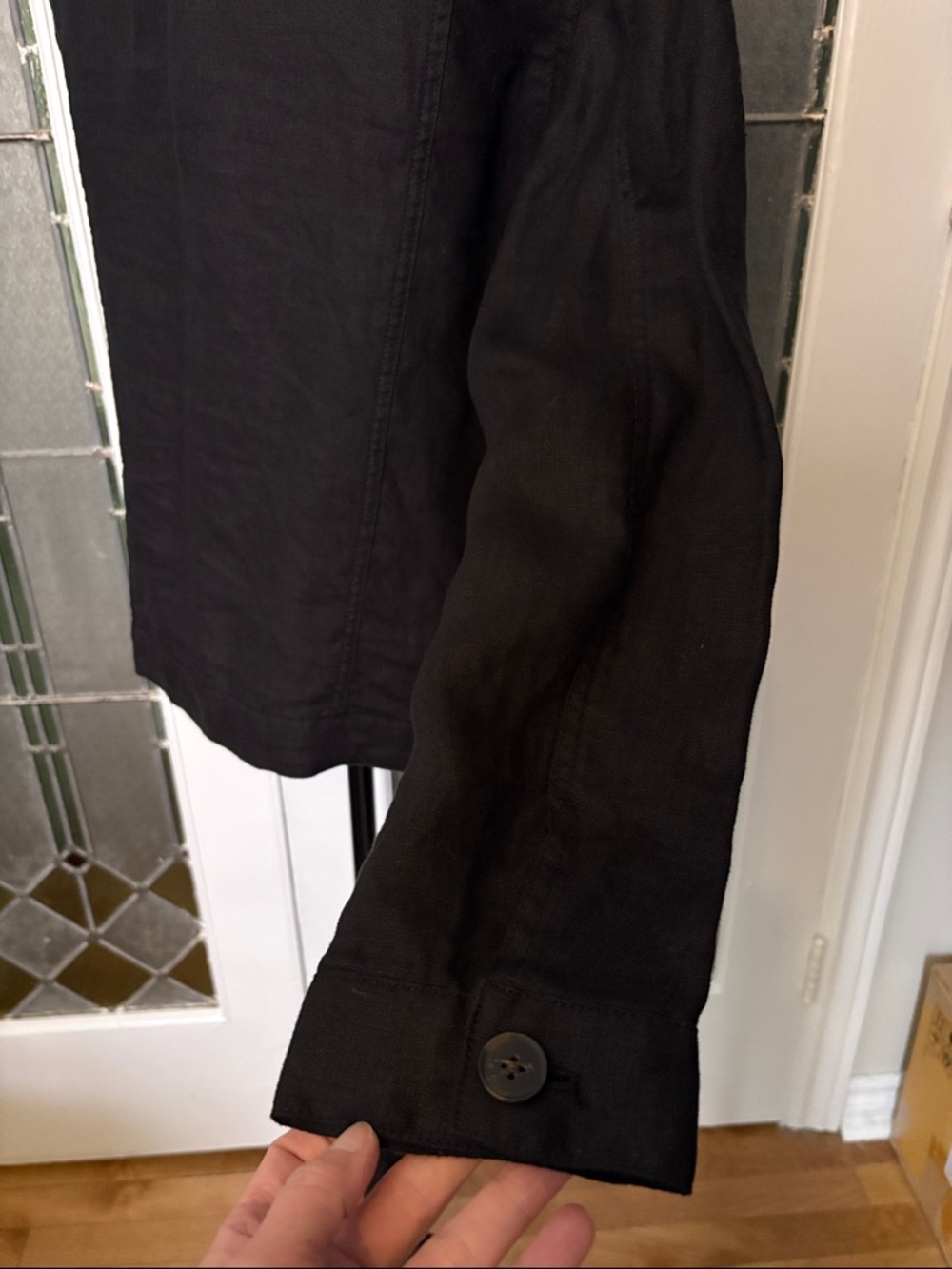 NWOT Simons Black Button-Front 100% Linen Jacket - Picture 6 of 8